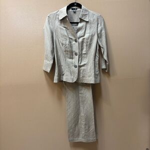 East 5th 2 Piece Tan Linen Blend Pants Suit SIze PS